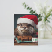 Santa Otter CBD Brownies Postkarte (Stehend Vorderseite)