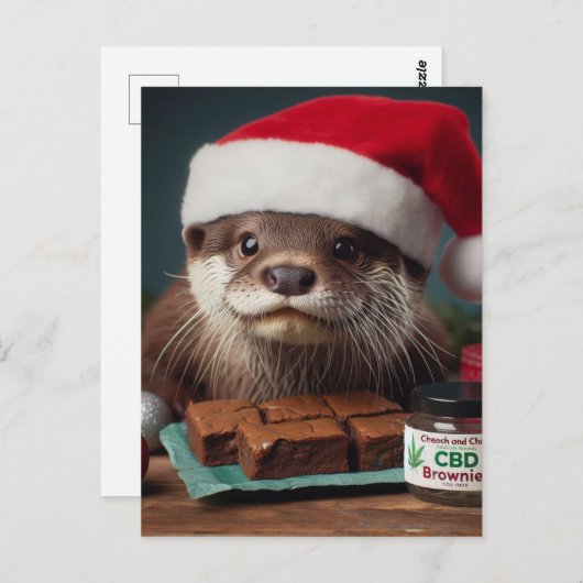 Santa Otter CBD Brownies Postkarte (Vorne/Hinten)