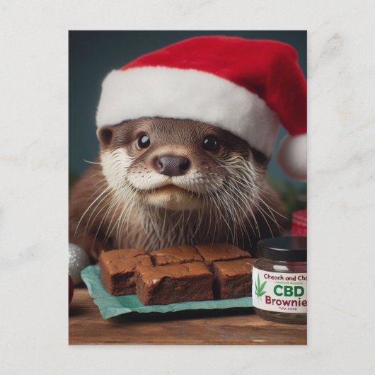 Santa Otter CBD Brownies Postkarte (Vorderseite)