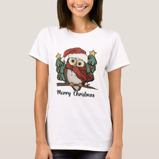 Santa Owl Christmas T Shirt