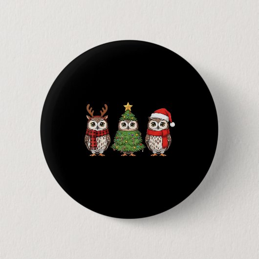 Santa Owl Christmas Tree Owl Lover Animal Xmas Paj Button (Vorderseite)