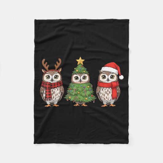 Santa Owl Christmas Tree Owl Lover Animal Xmas Paj Fleecedecke (Vorderseite)