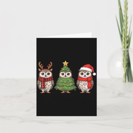 Santa Owl Christmas Tree Owl Lover Animal Xmas Paj Karte (Vorderseite)