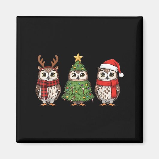 Santa Owl Christmas Tree Owl Lover Animal Xmas Paj Magnet (Vorne)
