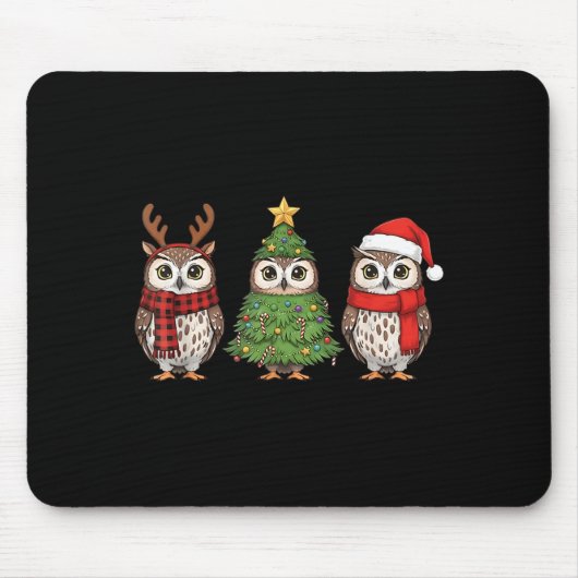 Santa Owl Christmas Tree Owl Lover Animal Xmas Paj Mousepad (Vorne)