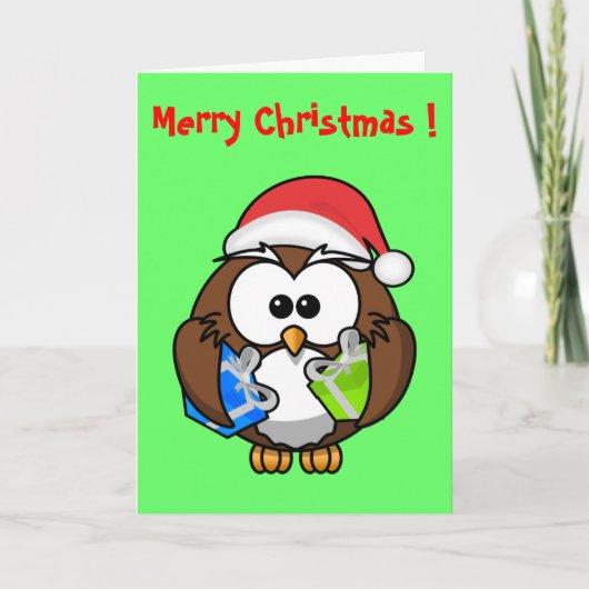 SANTA OWL FEIERTAGSKARTE (Vorderseite)