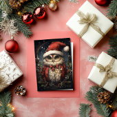 Santa Owl Ferienkarte Feiertagskarte