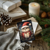 Santa Owl Ferienkarte Feiertagskarte