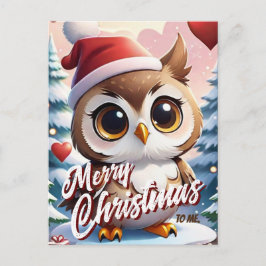 Santa Owl Frohe Weihnachten für mich Gruß Postkarte