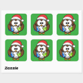 SANTA OWL QUADRATISCHER AUFKLEBER (Blatt)