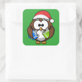 SANTA OWL QUADRATISCHER AUFKLEBER (Tasche)