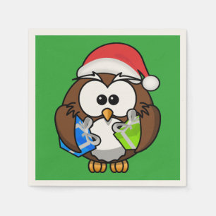 SANTA OWL SERVIETTE