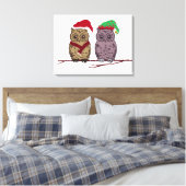 Santa Owl und Elf Owl Canvas drucken Leinwanddruck (Insitu (Schlafzimmer))
