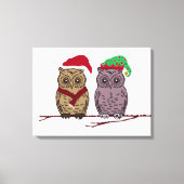 Santa Owl und Elf Owl Canvas drucken Leinwanddruck (Vorderseite)