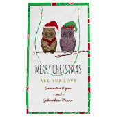Santa Owl und Elf Owl Kleine Geschenktasche Geschenktüte (Vorderseite)