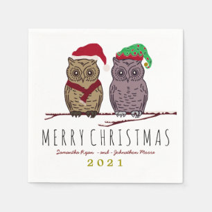 Santa Owl und Elf Owl Napkin Serviette
