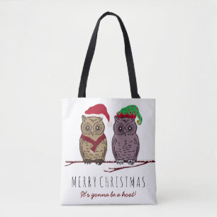 Santa Owl und Elf Owl Tote Tasche