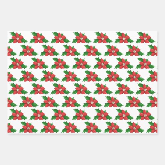 Santa Owl, Weihnachtsbaum & Poinsettia Geschenkpapier Set (Vorderseite 3)