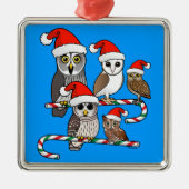 Santa Owls Silbernes Ornament (Vorne)