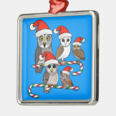 Santa Owls Silbernes Ornament (Links)