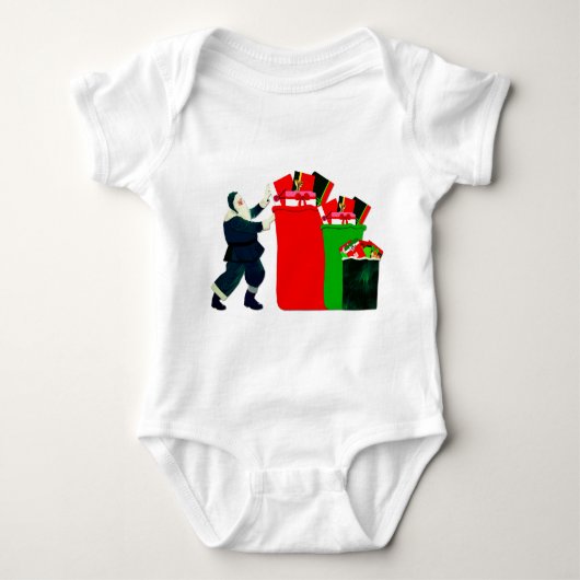 Santa Packing Gift Sacks T-Shirt Baby Strampler (Vorderseite)