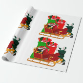 Santa packt sein Geschenkschleppe-Wrap-Papier Geschenkpapier (Ungerollt)
