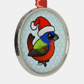 Santa Painted Bunting Silbernes Ornament (Rechts)
