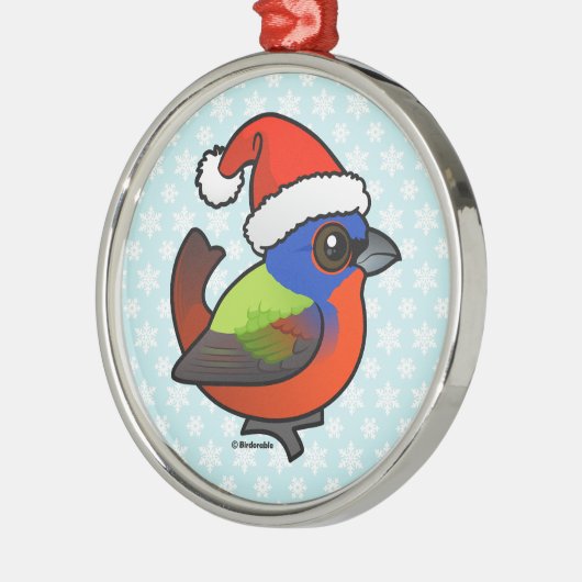 Santa Painted Bunting Silbernes Ornament (Links)