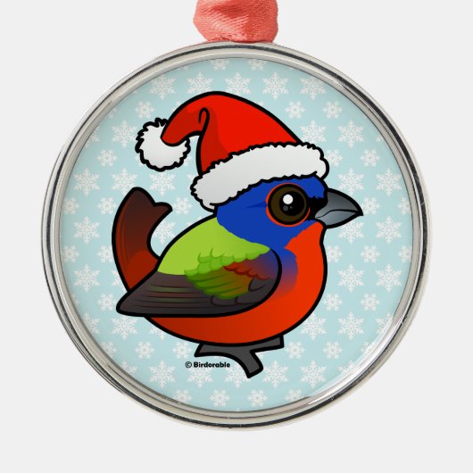 Santa Painted Bunting Silbernes Ornament (Vorne)