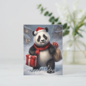 Santa Panda Bear Feiertagskarte (Stehend Vorderseite)