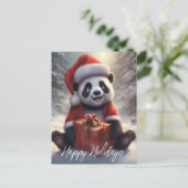 Santa Panda Bear Feiertagspostkarte (Stehend Vorderseite)