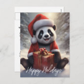 Santa Panda Bear Feiertagspostkarte (Vorne/Hinten)