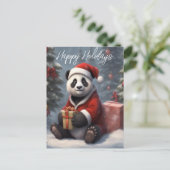 Santa Panda Bear Feiertagspostkarte (Stehend Vorderseite)