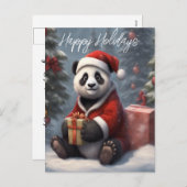 Santa Panda Bear Feiertagspostkarte (Vorne/Hinten)