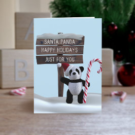 Santa Panda Bear North Pole Weihnachtskarte Feiertagskarte