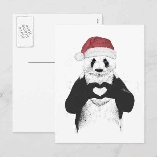Santa Panda Feiertagspostkarte (Vorne/Hinten)