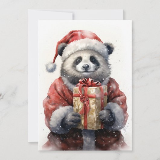Santa Panda Ferienkarte Feiertagskarte (Vorderseite)
