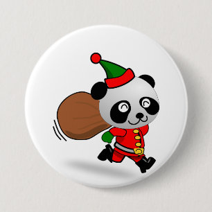 Santa-Panda-Knopf Button
