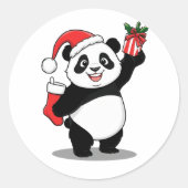 Santa Panda Weihnachten Runder Aufkleber (Vorderseite)