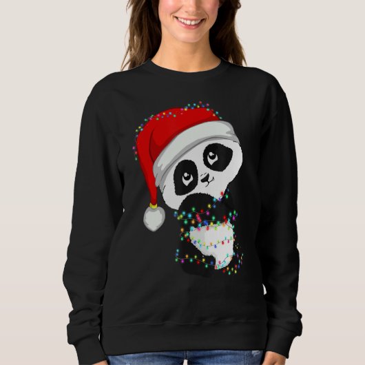 Santa Panda Weihnachtsbeleuchtung Bear Lover Panda Sweatshirt (Vorderseite)