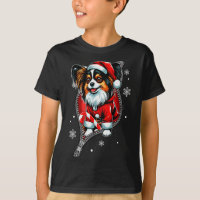 Santa Papillon geht Weihnachten Hund Besitzer Fami