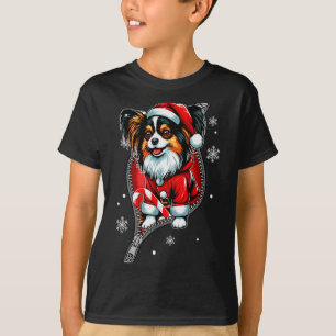 Santa Papillon geht Weihnachten Hund Besitzer Fami T-Shirt