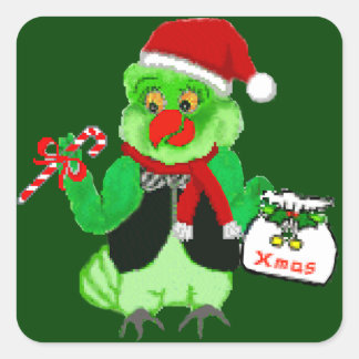 Santa Parrot Stickers