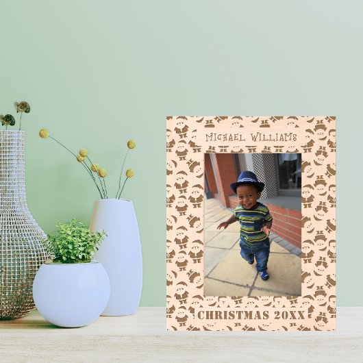 Santa Pattern | Frohe Weihnachts-Kinder-Foto Geätzte Rahmen