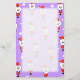 Santa Pattern. Lila Weihnachtsmuster. Briefpapier