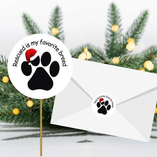 Santa Paw Print Retcuated Weihnachtsklassiker Stic Runder Aufkleber