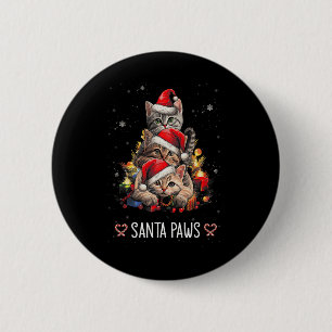 Santa Paw und Claw Santa Cat Weihnachtsbaum Lichte Button