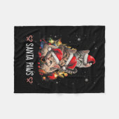 Santa Paw und Claw Santa Cat Weihnachtsbaum Lichte Fleecedecke (Vorderseite (Horizontal))