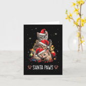 Santa Paw und Claw Santa Cat Weihnachtsbaum Lichte Karte (Gelbe Blume)
