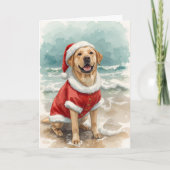 Santa Paws am Meer - Labrador Beach Weihnachten Karte (Vorderseite)